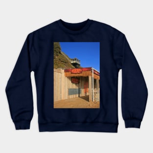 Beach Shack & Cliff Lift, Bournemouth, January 2024 Crewneck Sweatshirt